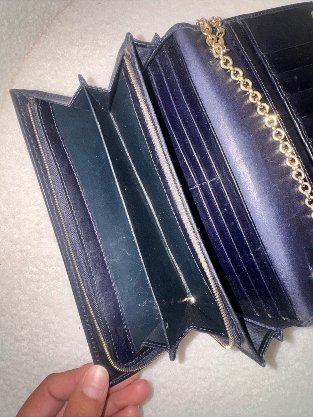 Gucci Navy GG Monogram Wallet on Chain - Picture 15 of 16